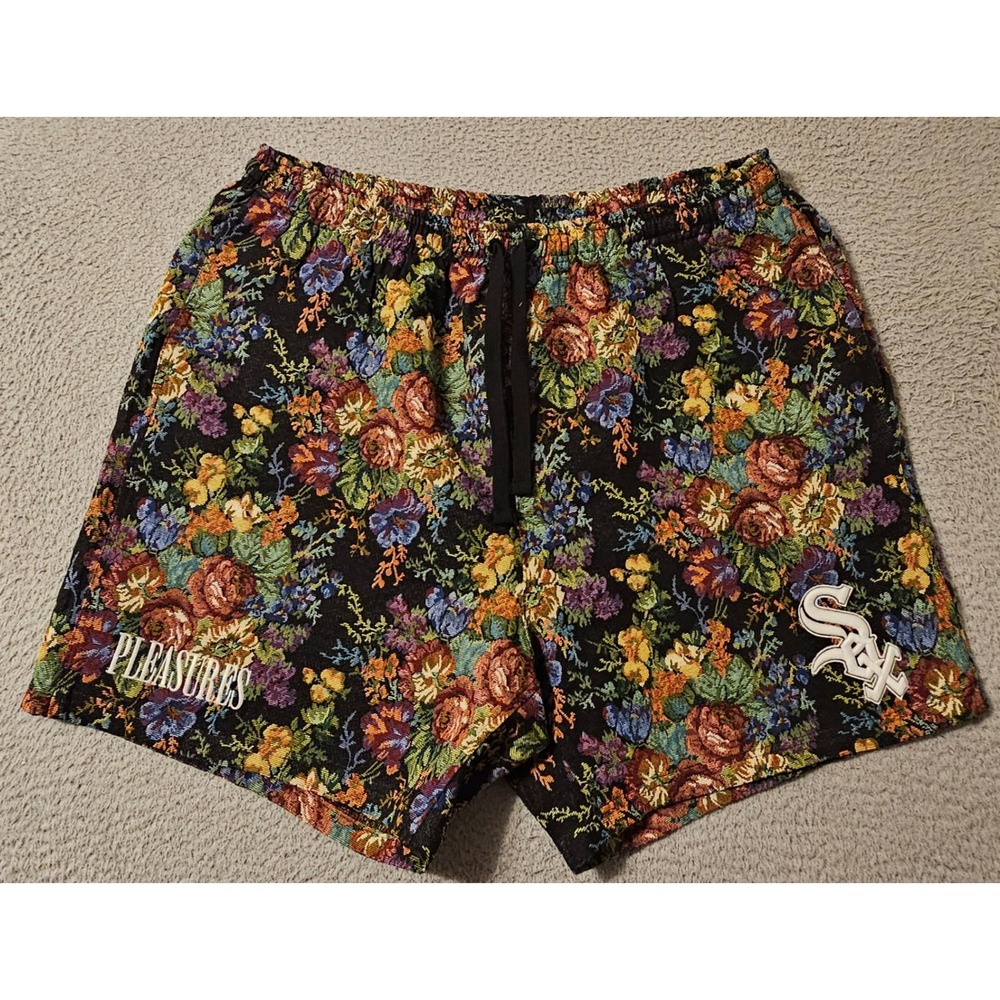 Pleasures MLB Chicago White Sox Floral Tapestry Shorts Mens XXL Black Multi